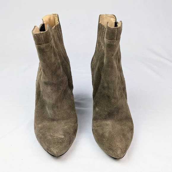 Joan & David Dapraxy Taup Heeled Ankle Boots Booties Metallic Snake Skin 8.5 M - Picture 4 of 12